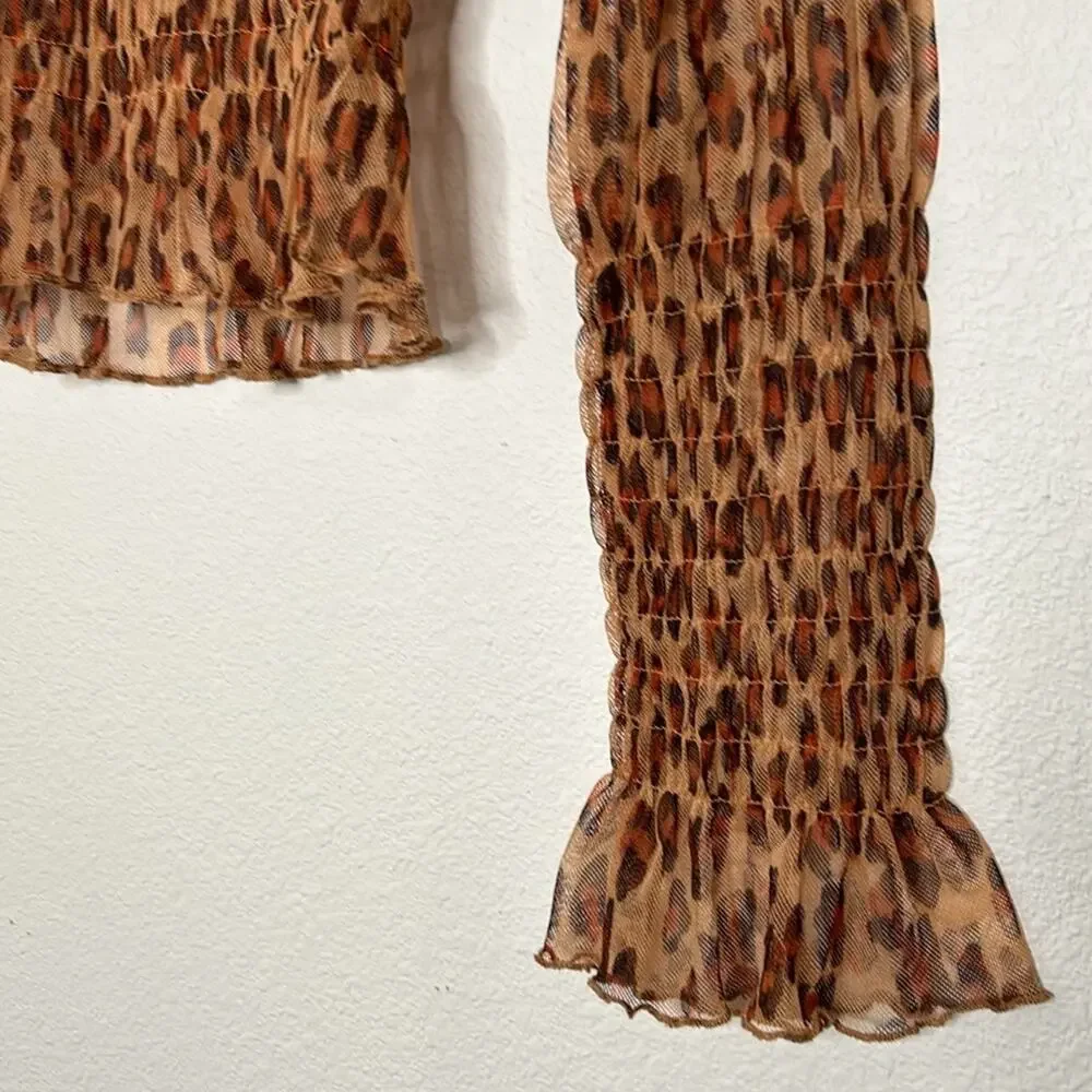 $88 NWT Free People Hello There Top Leopard Combo Size XS